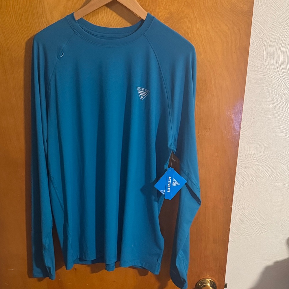 Columbia Swim Shirt Mens Medium Rashguard Blue PFG